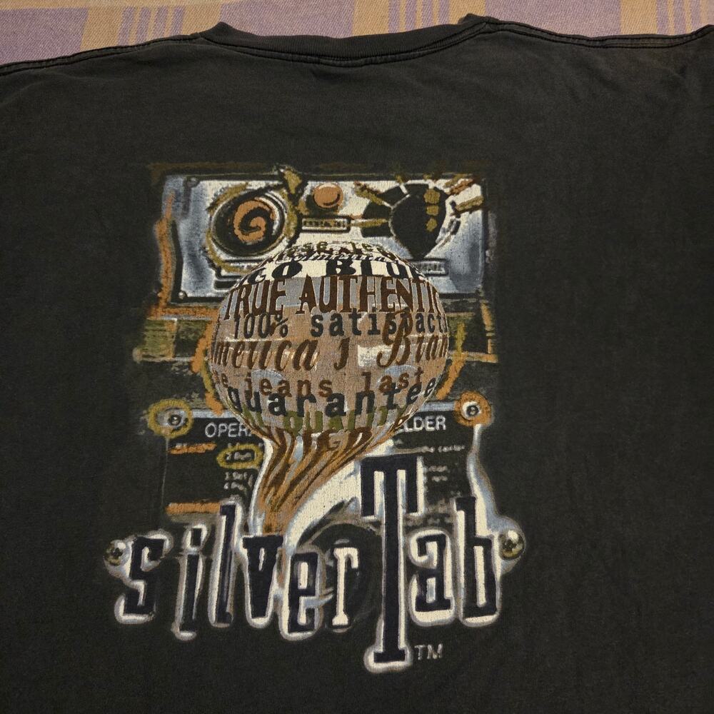 Rare Vintage 90s Levis Silver Tab Shirt Size Large USA Black Faded Logo 1990s